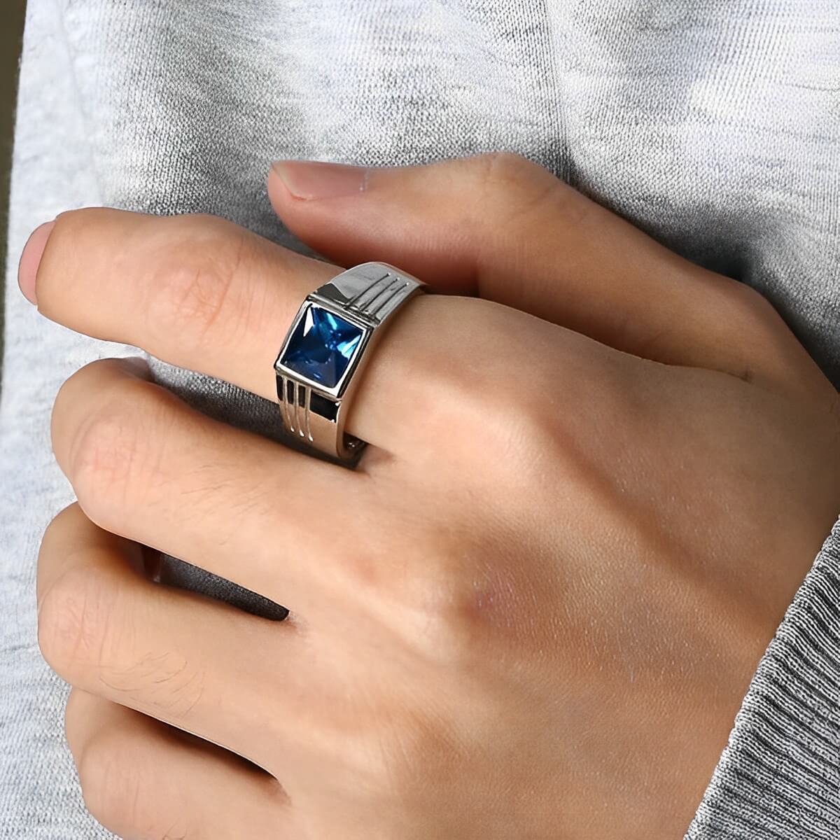 Varello Silver-Ocean Ring
